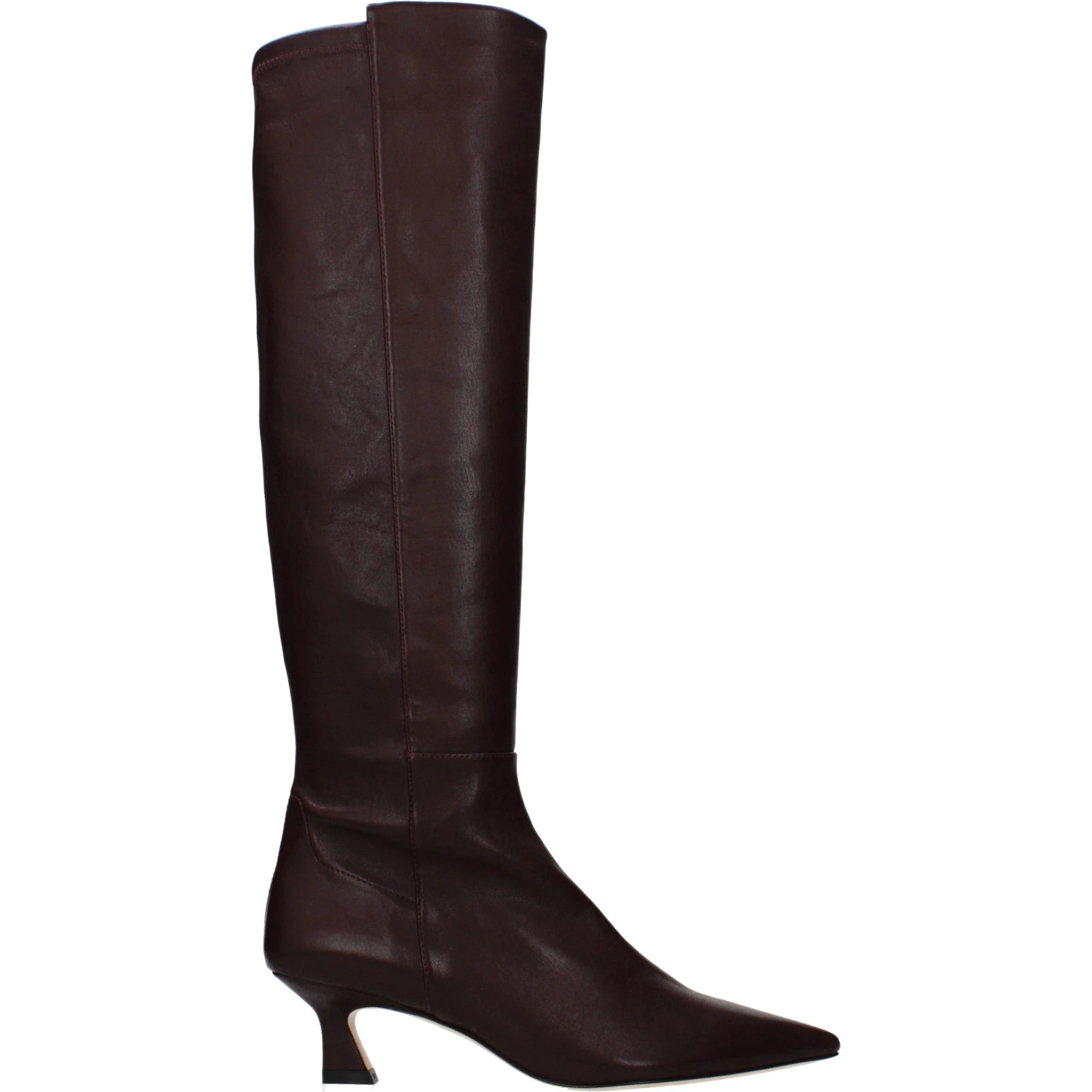 Red Leather High Heel Boots