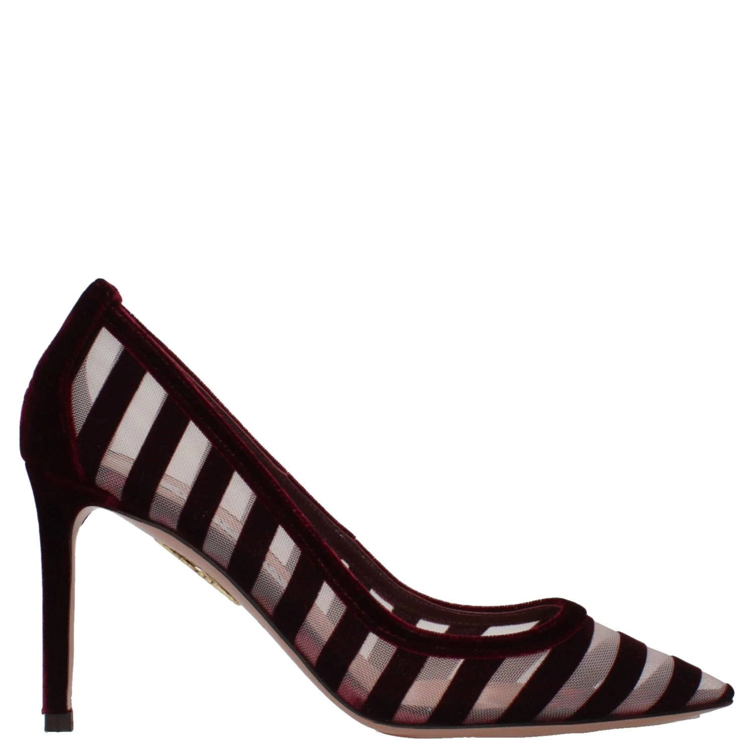 Transparent Velvet Mid Heel Pumps