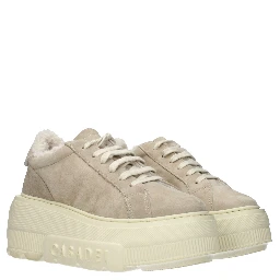 Beige Leather Chunky Sneakers