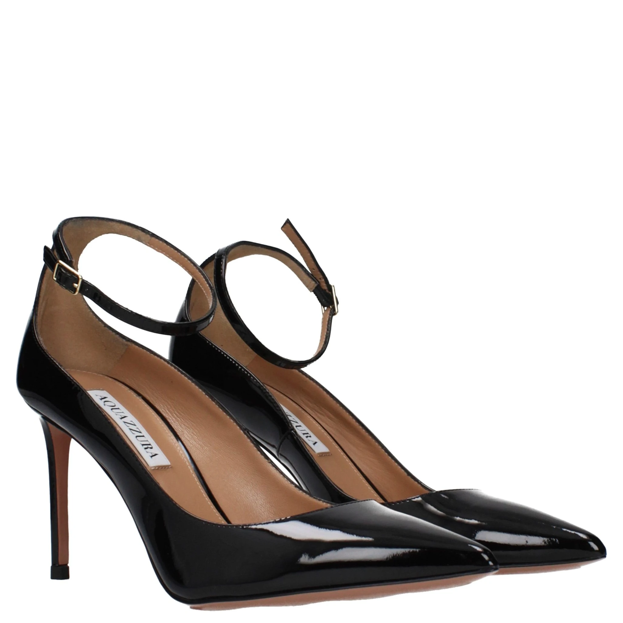 Black Leather High Heel Pumps