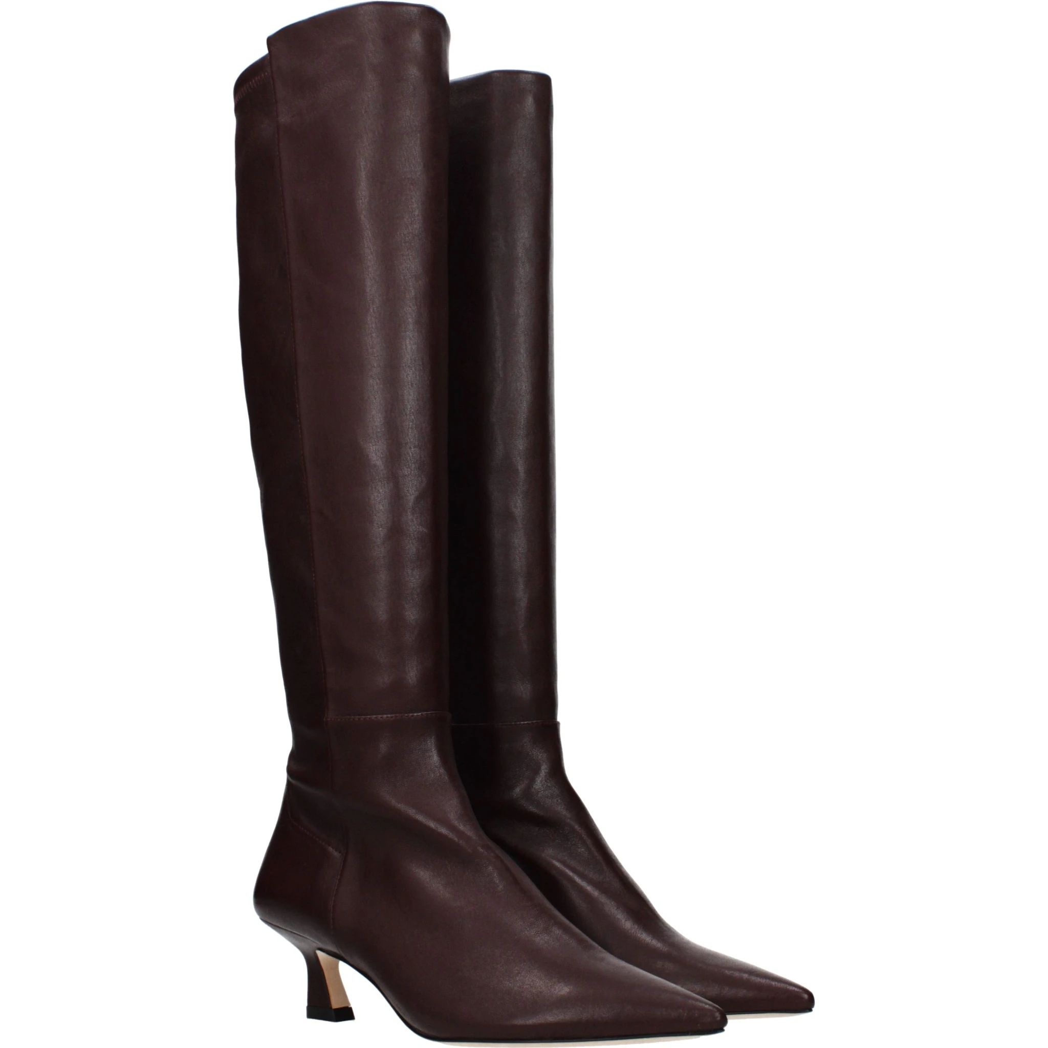Red Leather High Heel Boots