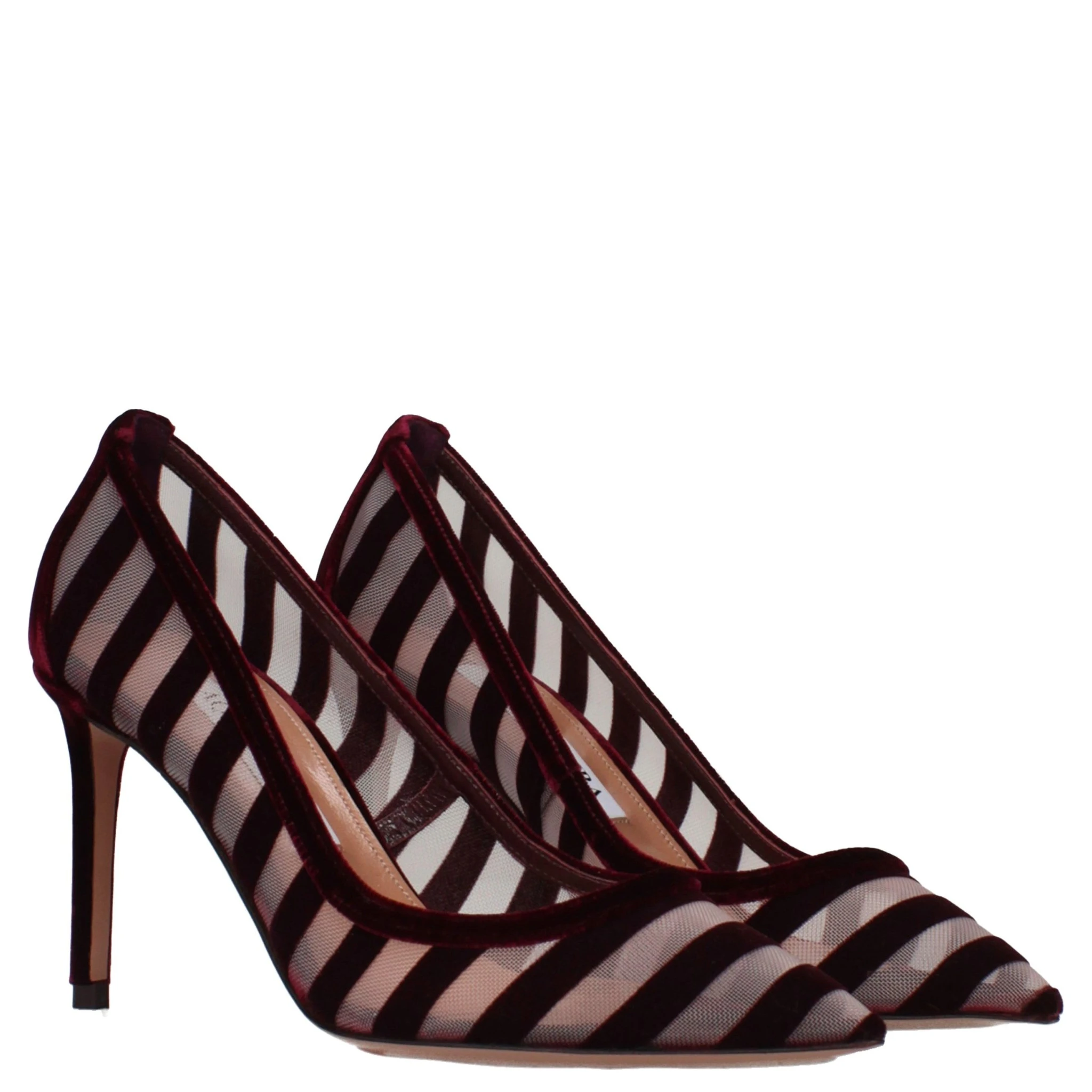 Transparent Velvet Mid Heel Pumps