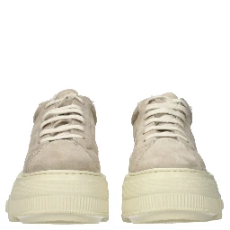 Beige Leather Chunky Sneakers