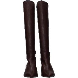 Red Leather High Heel Boots