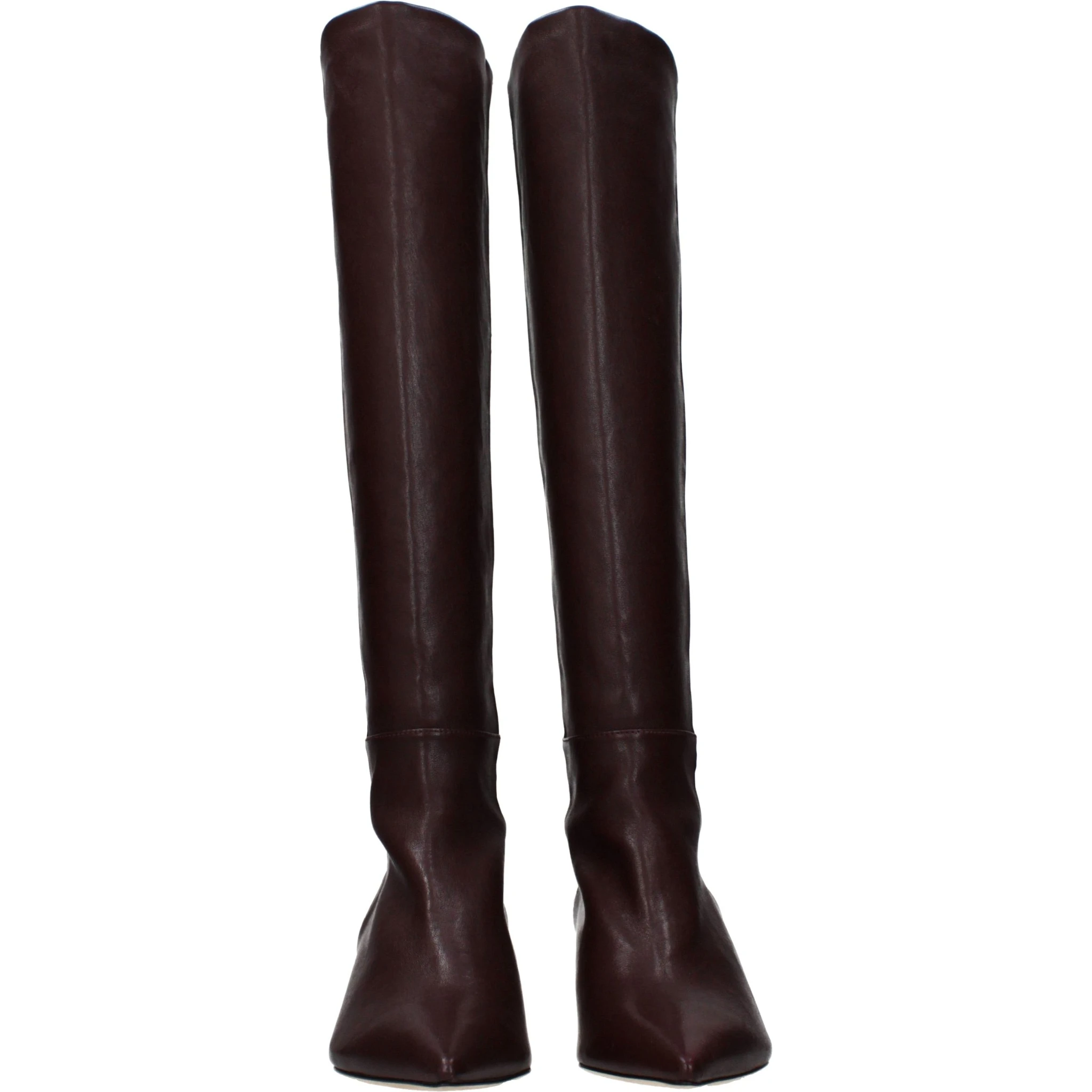 Red Leather High Heel Boots