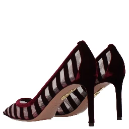 Transparent Velvet Mid Heel Pumps