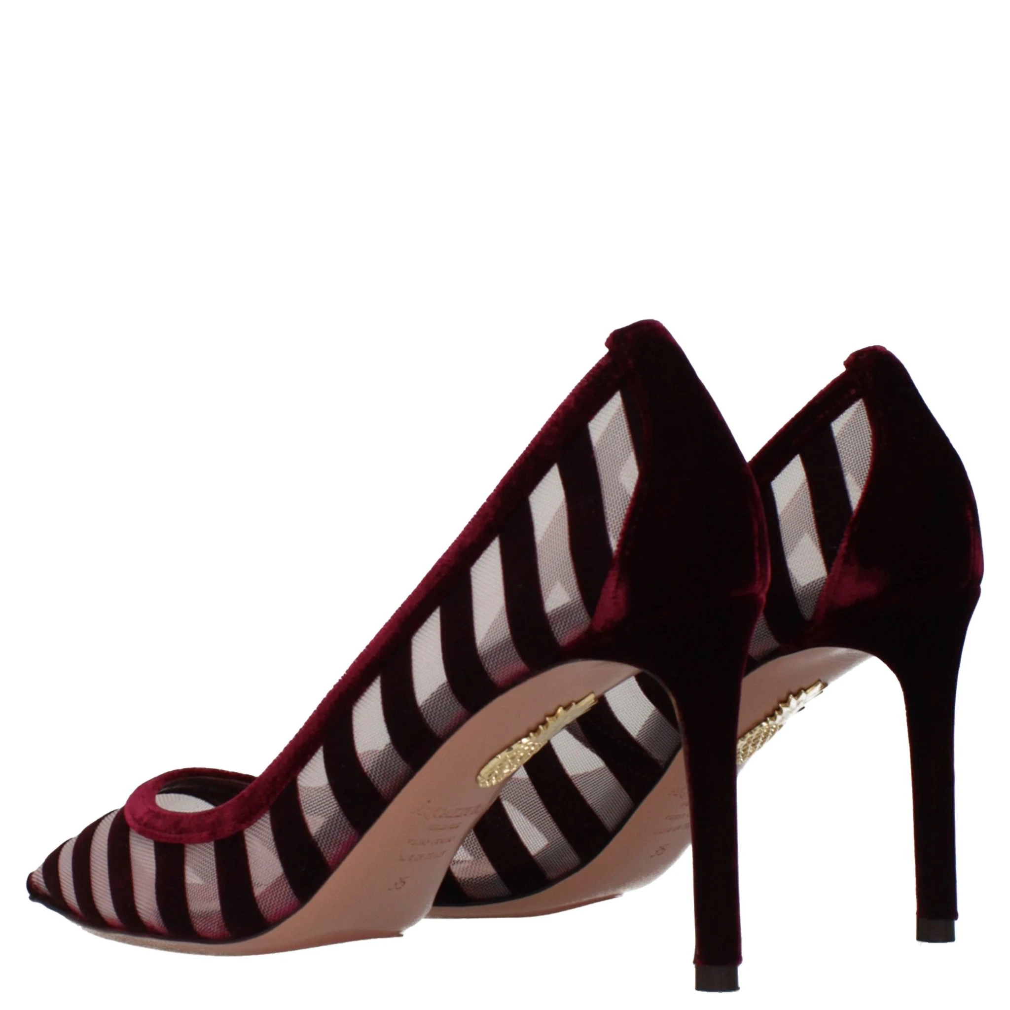 Transparent Velvet Mid Heel Pumps