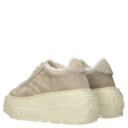 Beige Leather Chunky Sneakers
