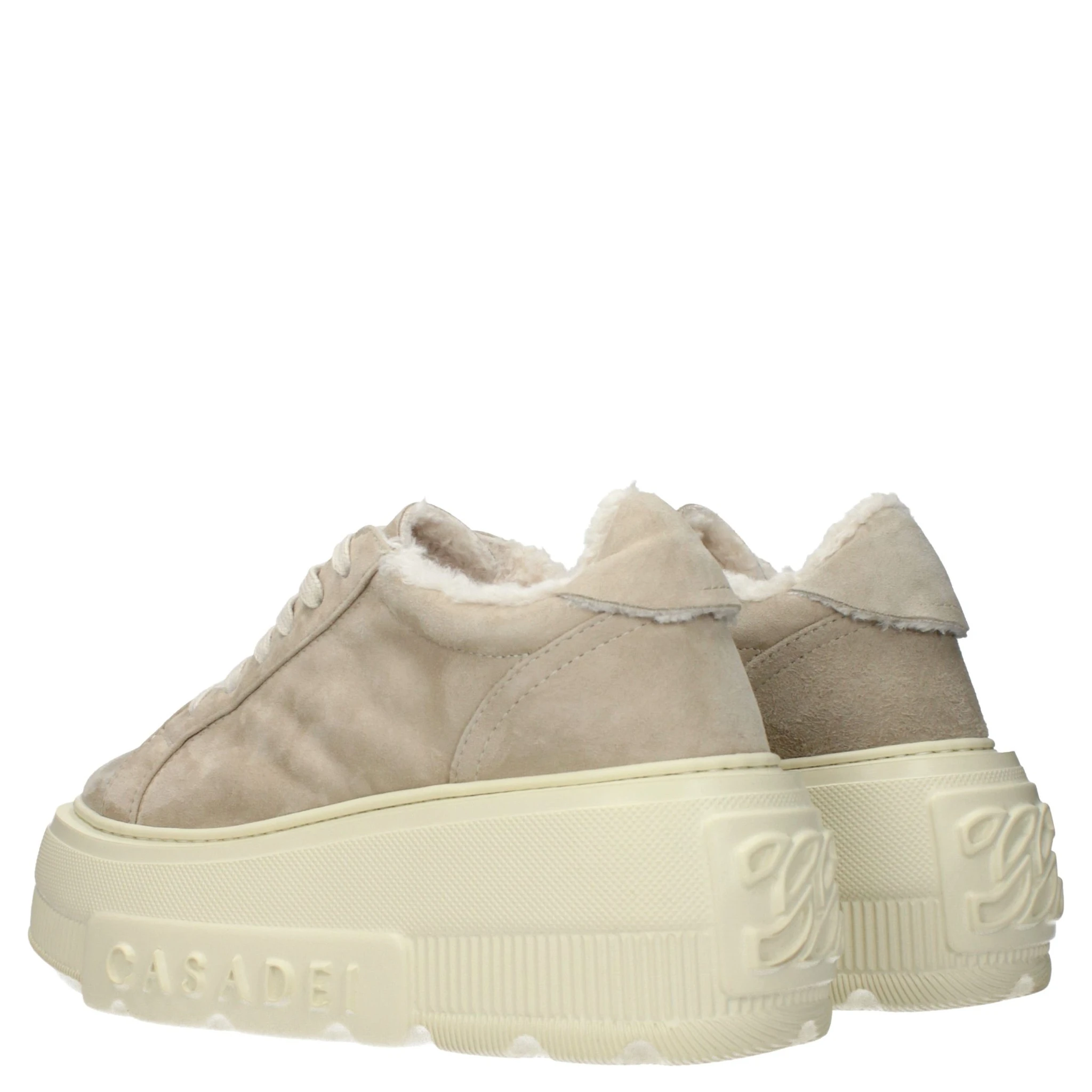 Beige Leather Chunky Sneakers