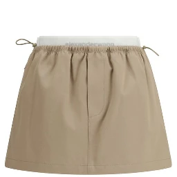 Beige Cotton Mini Skirt