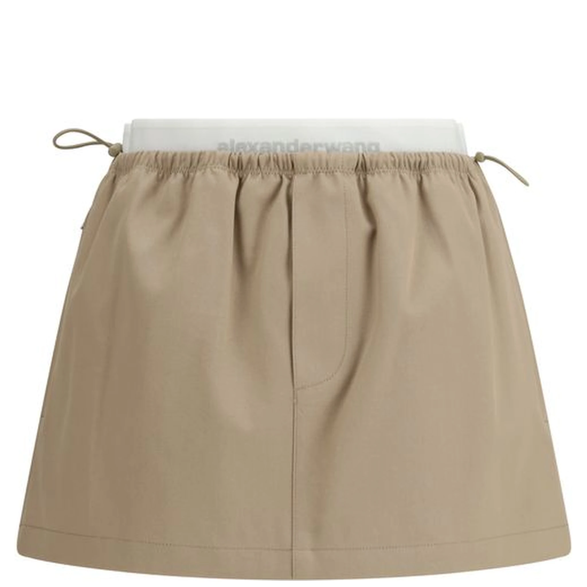 Beige Cotton Mini Skirt