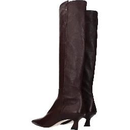 Red Leather High Heel Boots