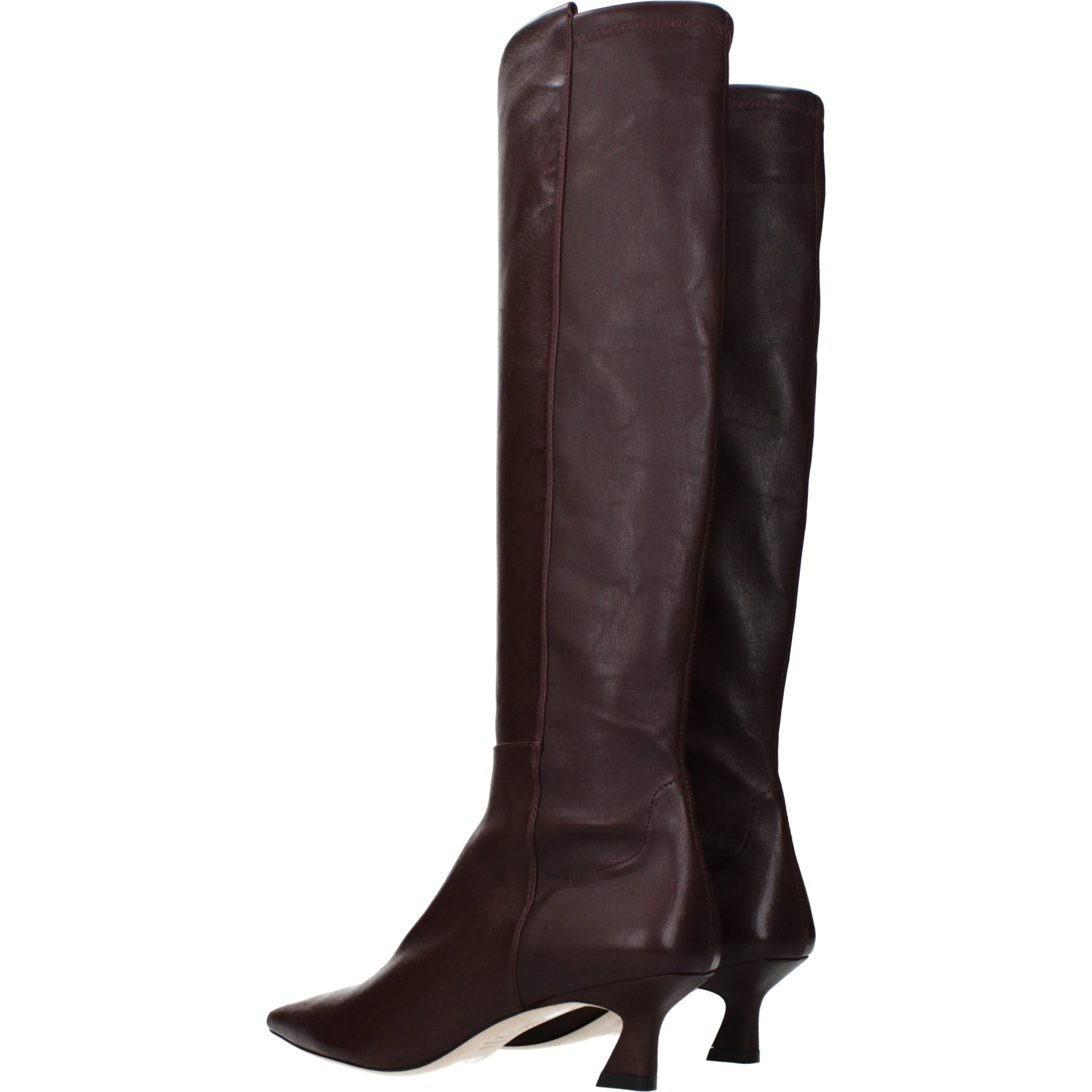Red Leather High Heel Boots