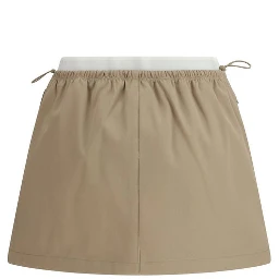 Beige Cotton Mini Skirt