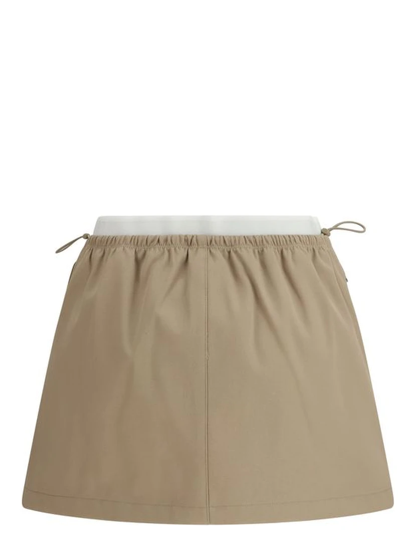 Beige Cotton Mini Skirt