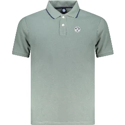 Green Cotton Men Polo Shirt
