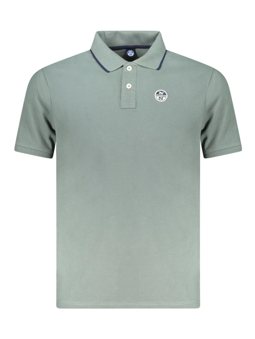 Green Cotton Men Polo Shirt