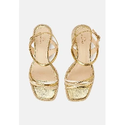 Gold Sandals With Natural Raffia Block Heel – Comfortable Women’S Summer Shoes