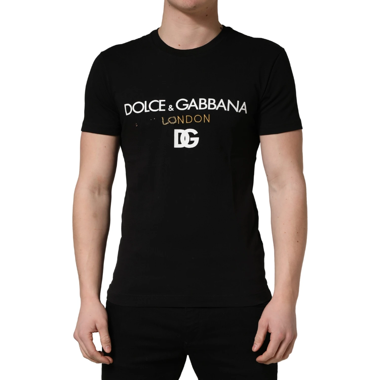 Black DG London Cotton Men Crew Neck  T-shirt