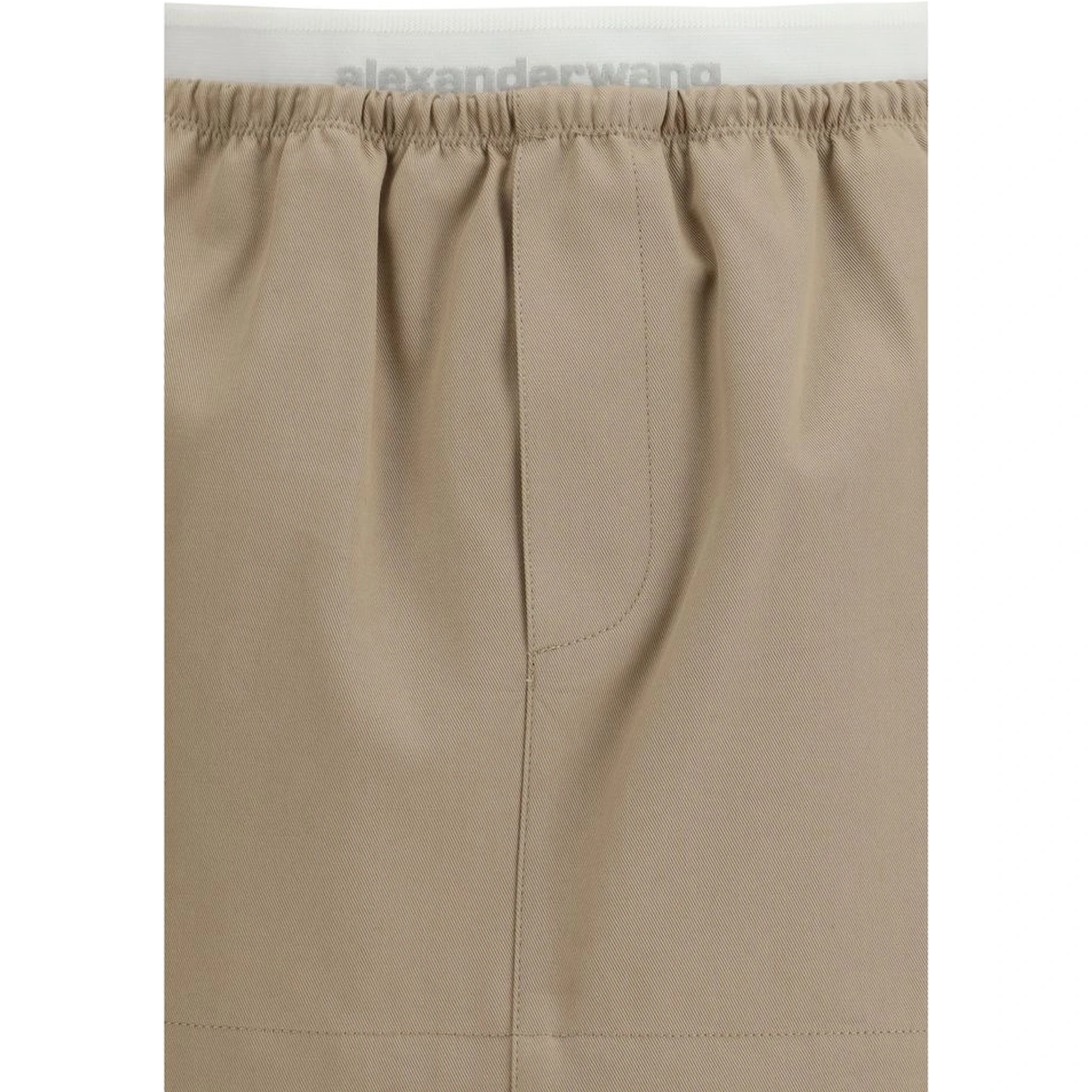 Beige Cotton Mini Skirt