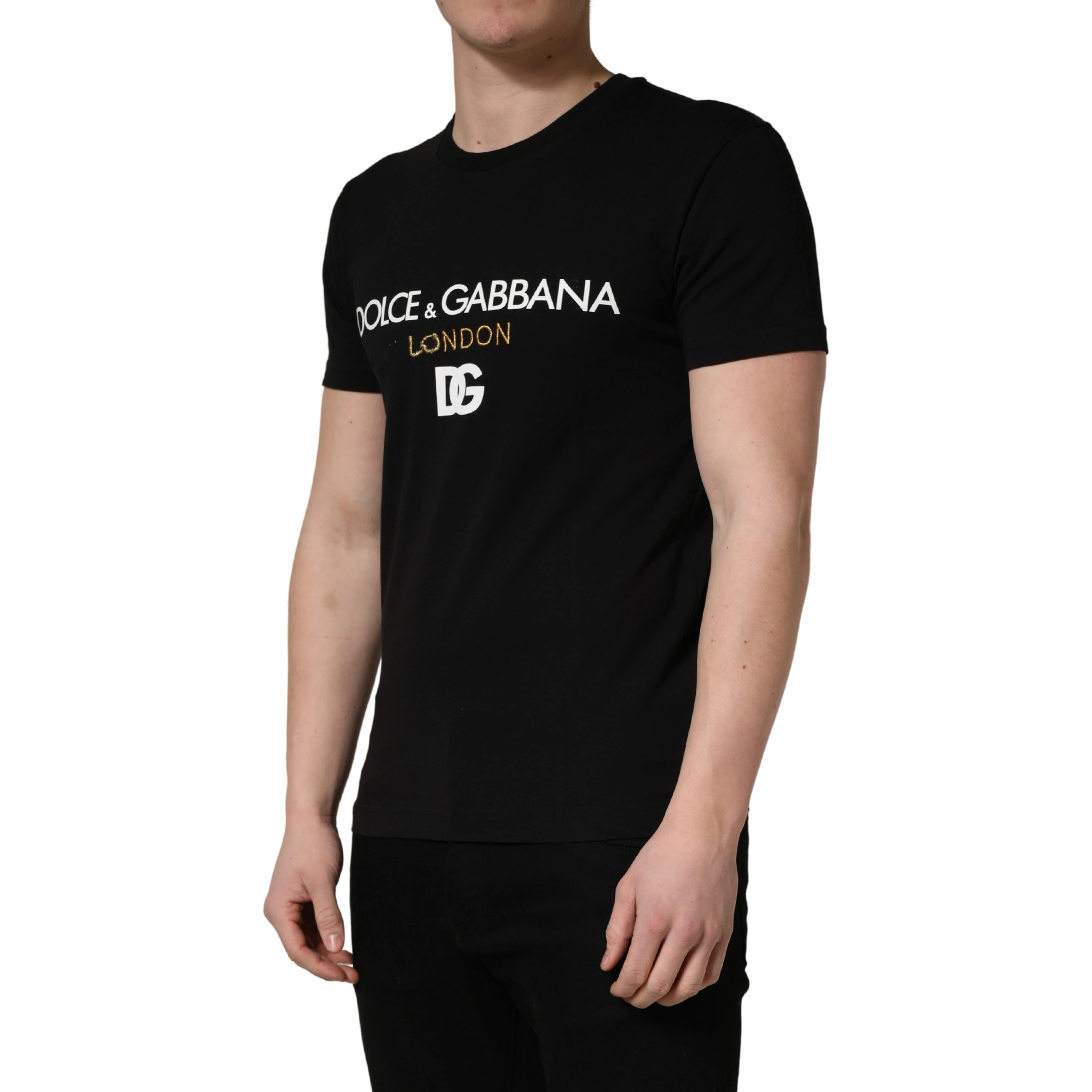 Black DG London Cotton Men Crew Neck  T-shirt