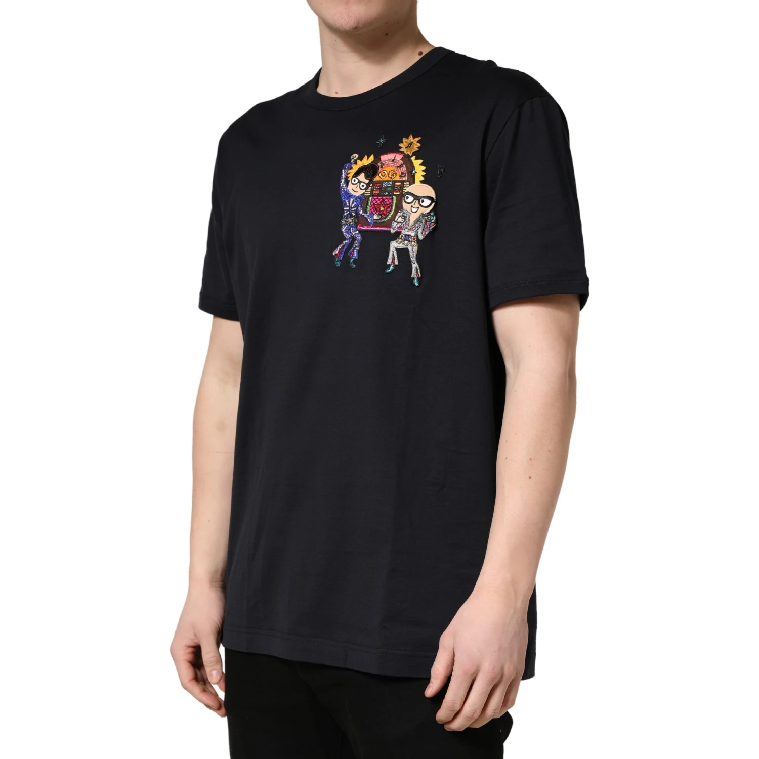 Black #DGFAMILY Patch Men Crew Neck T-shirt