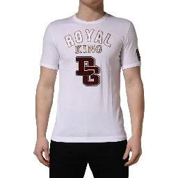 White DG King Royal Crew Neck Cotton  T-shirt