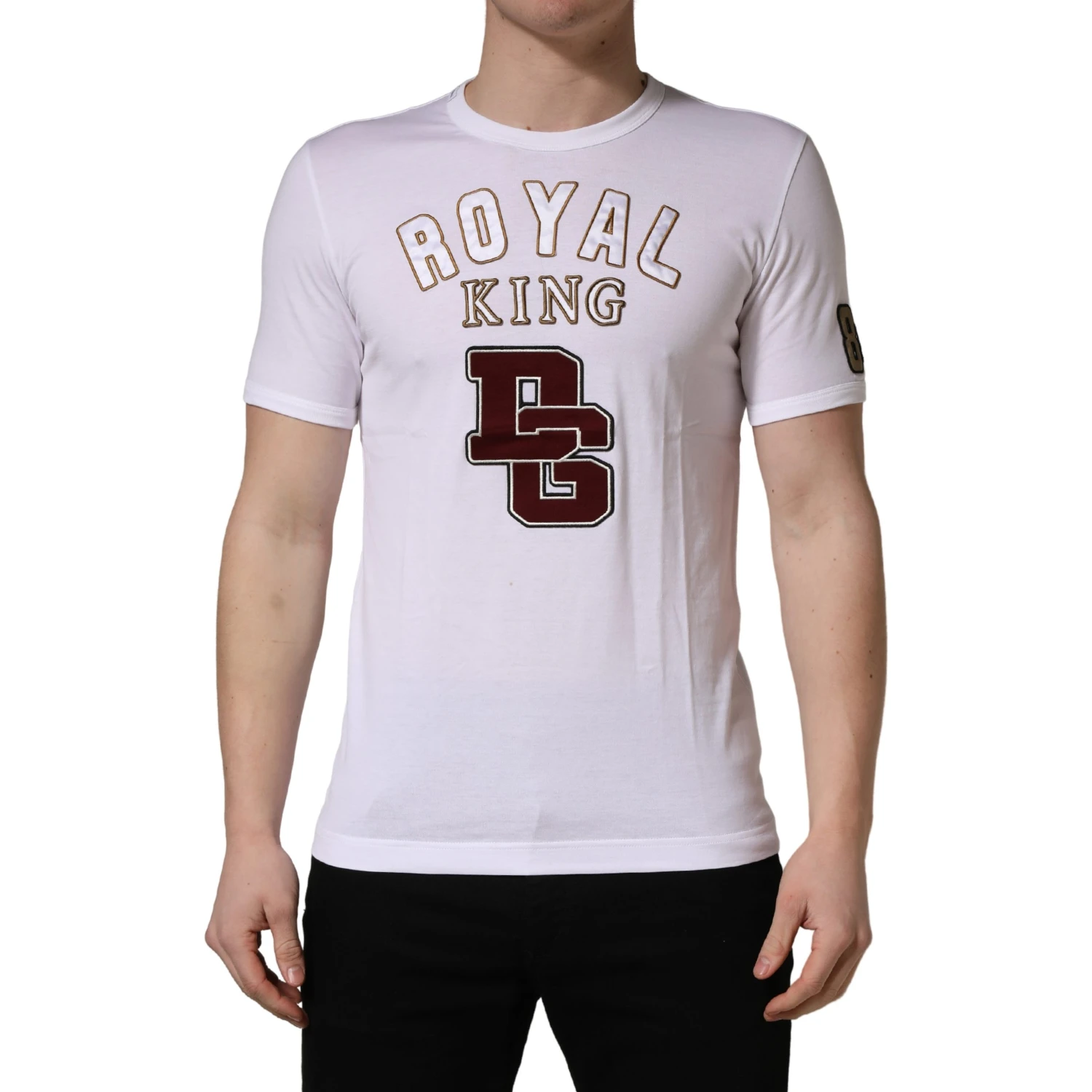White DG King Royal Crew Neck Cotton  T-shirt