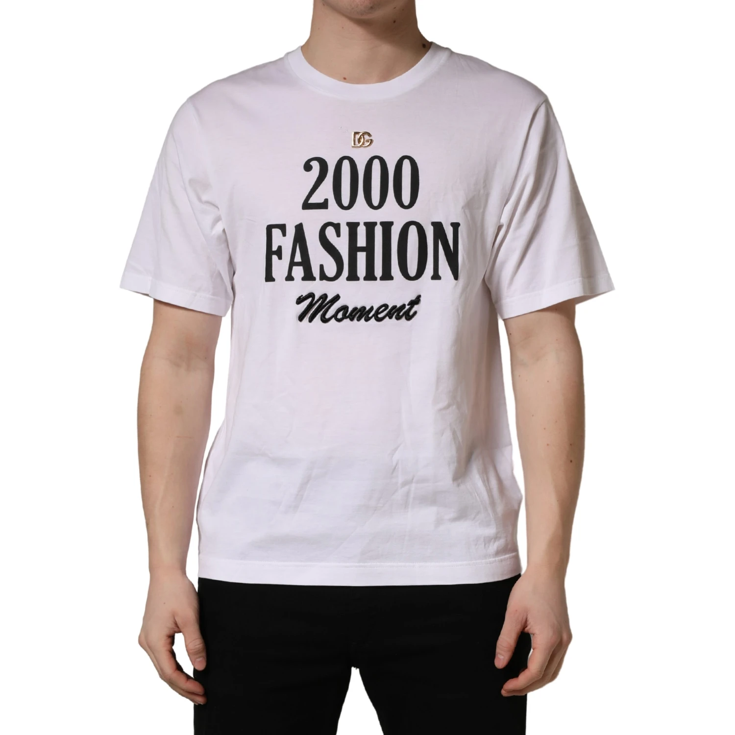 White Graphic Print DG Men Crew Neck T-shirt