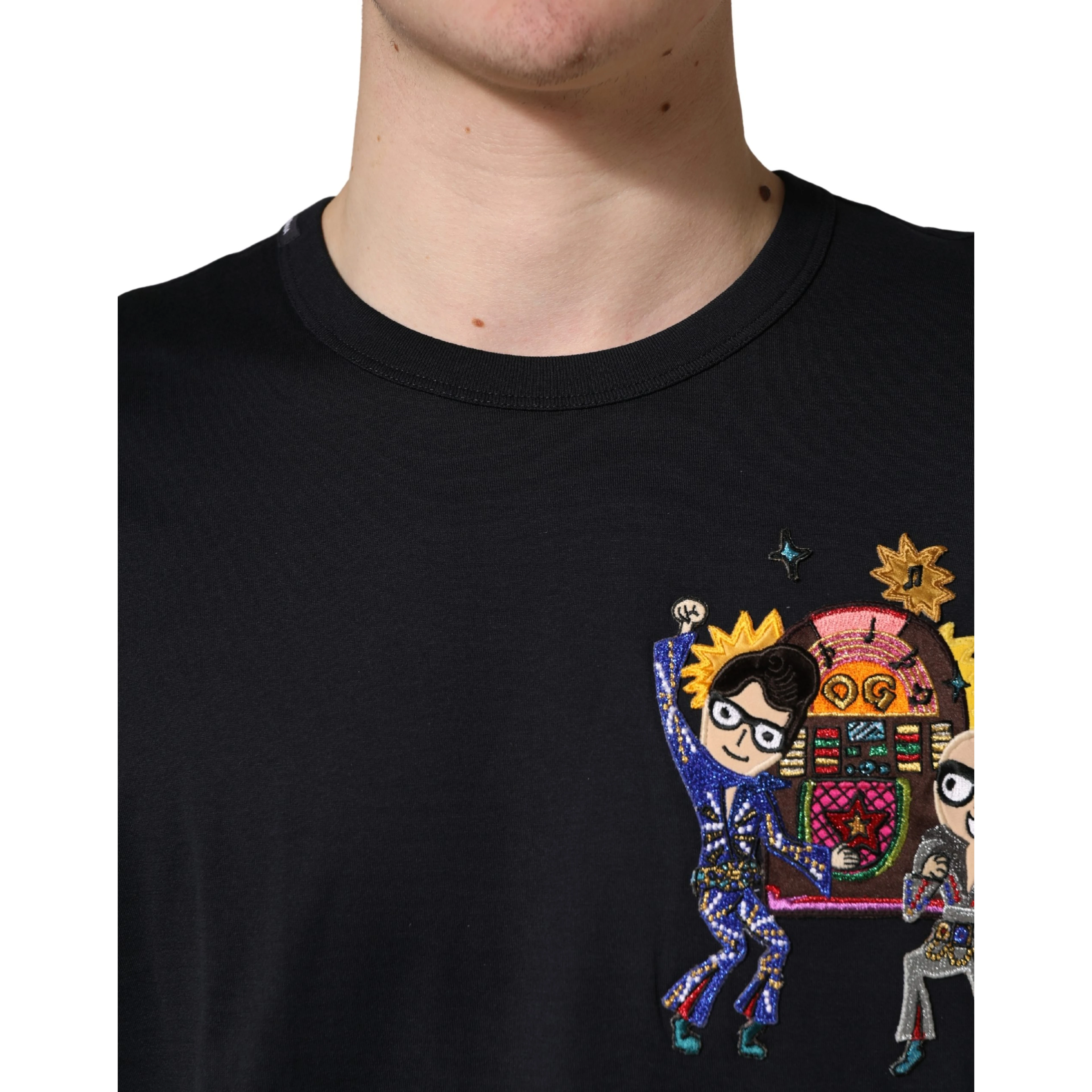 Black #DGFAMILY Patch Men Crew Neck T-shirt