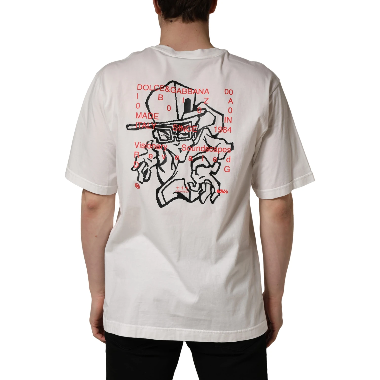White Graphic Print Cotton Crew Neck  T-shirt