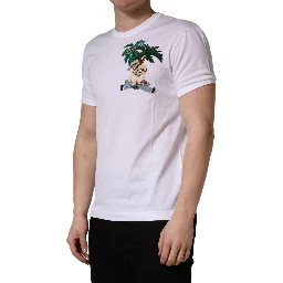 White Palm Embroidered Men Crew Neck T-shirt