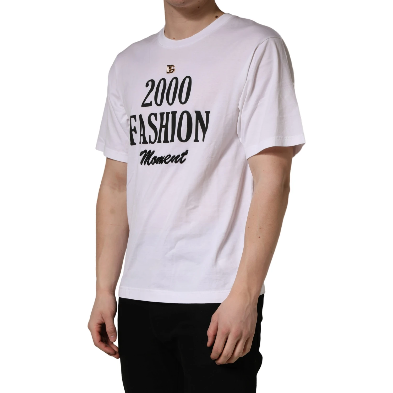 White Graphic Print DG Men Crew Neck T-shirt