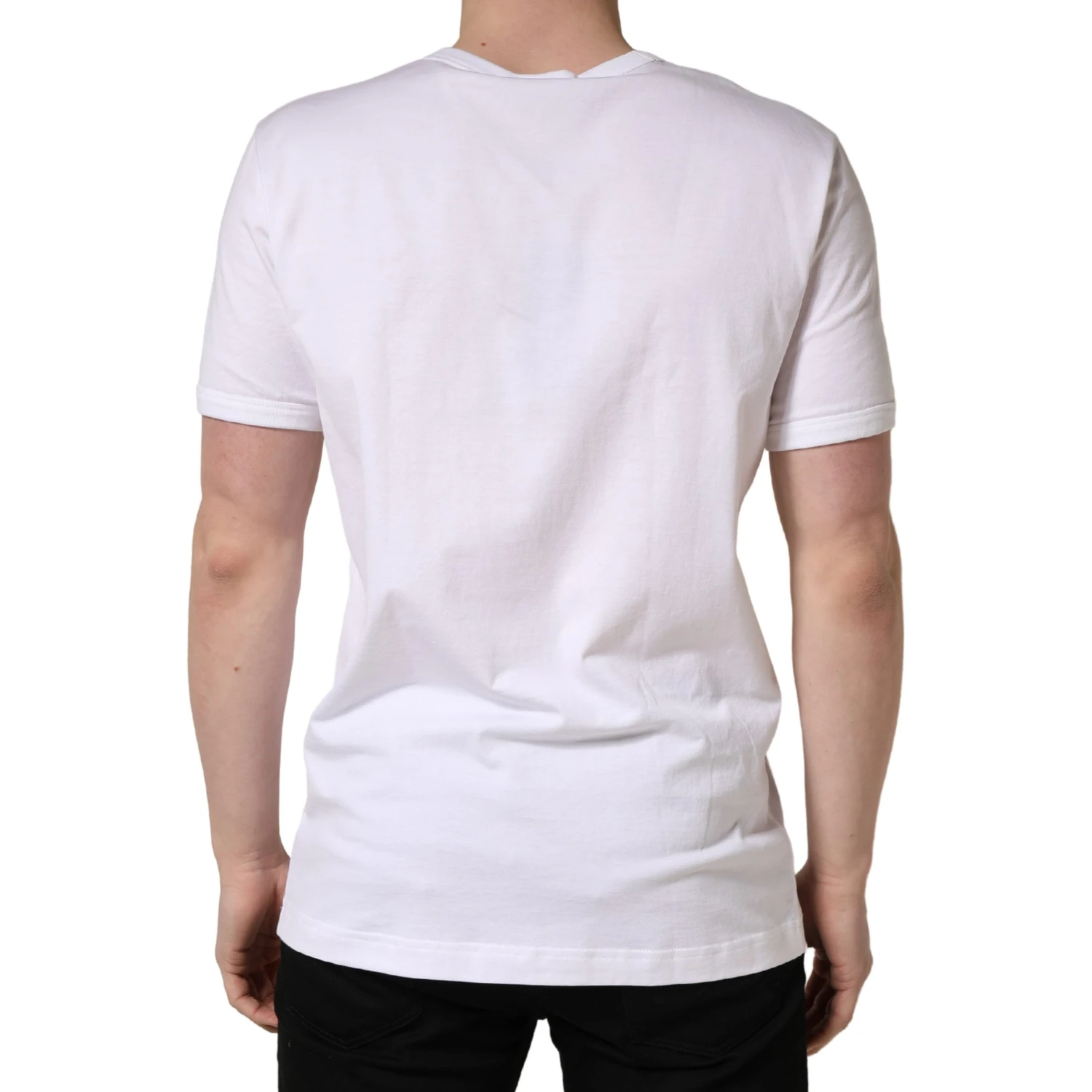 White DG Cherries Cotton Crew Neck  T-shirt