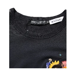 Black #DGFAMILY Patch Men Crew Neck T-shirt