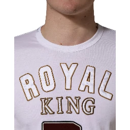 White DG King Royal Crew Neck Cotton  T-shirt