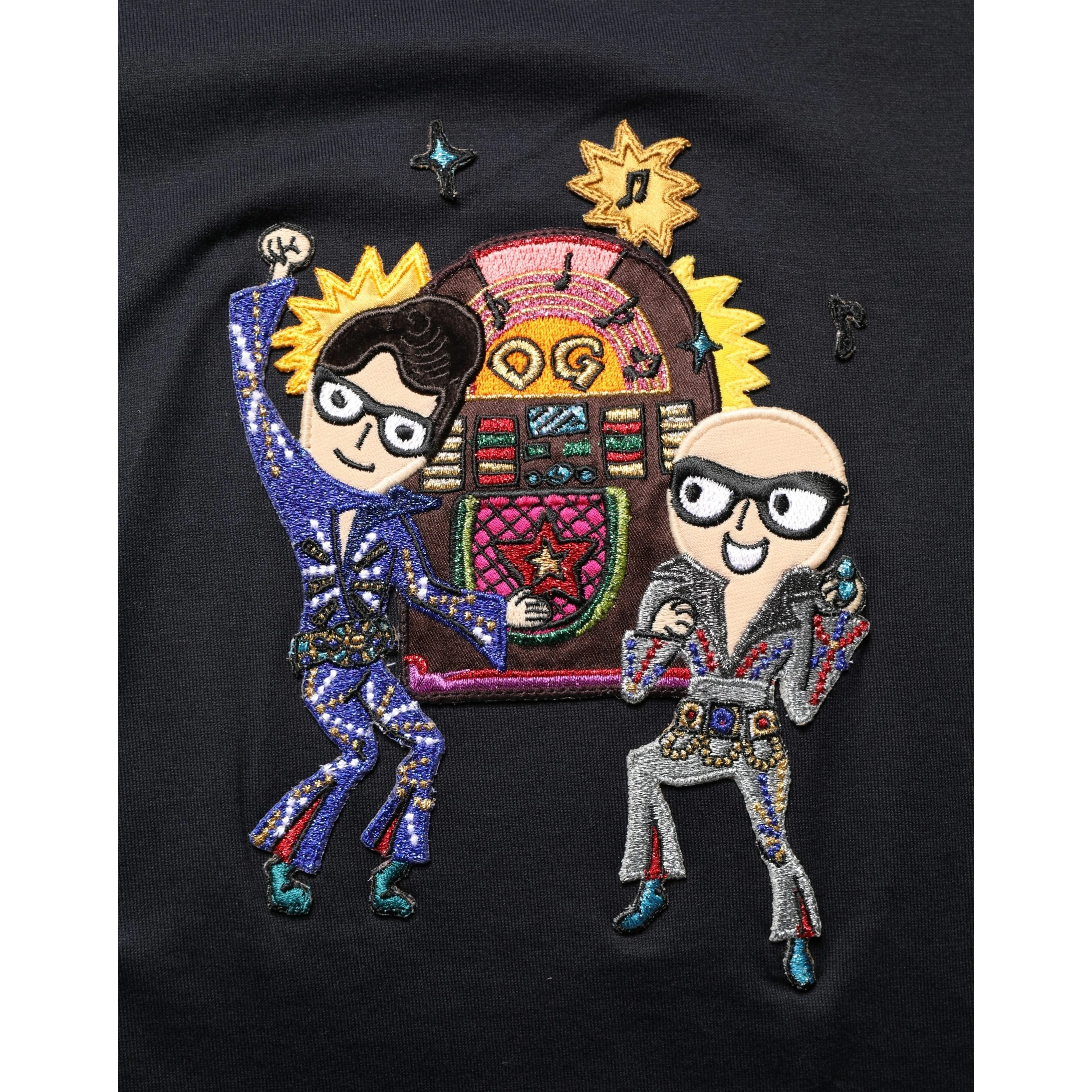 Black #DGFAMILY Patch Men Crew Neck T-shirt