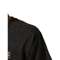 Gray Logo Embellished Men Crew Neck T-shirt
