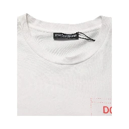 White Graphic Print Cotton Crew Neck  T-shirt