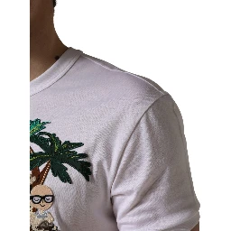 White Palm Embroidered Men Crew Neck T-shirt