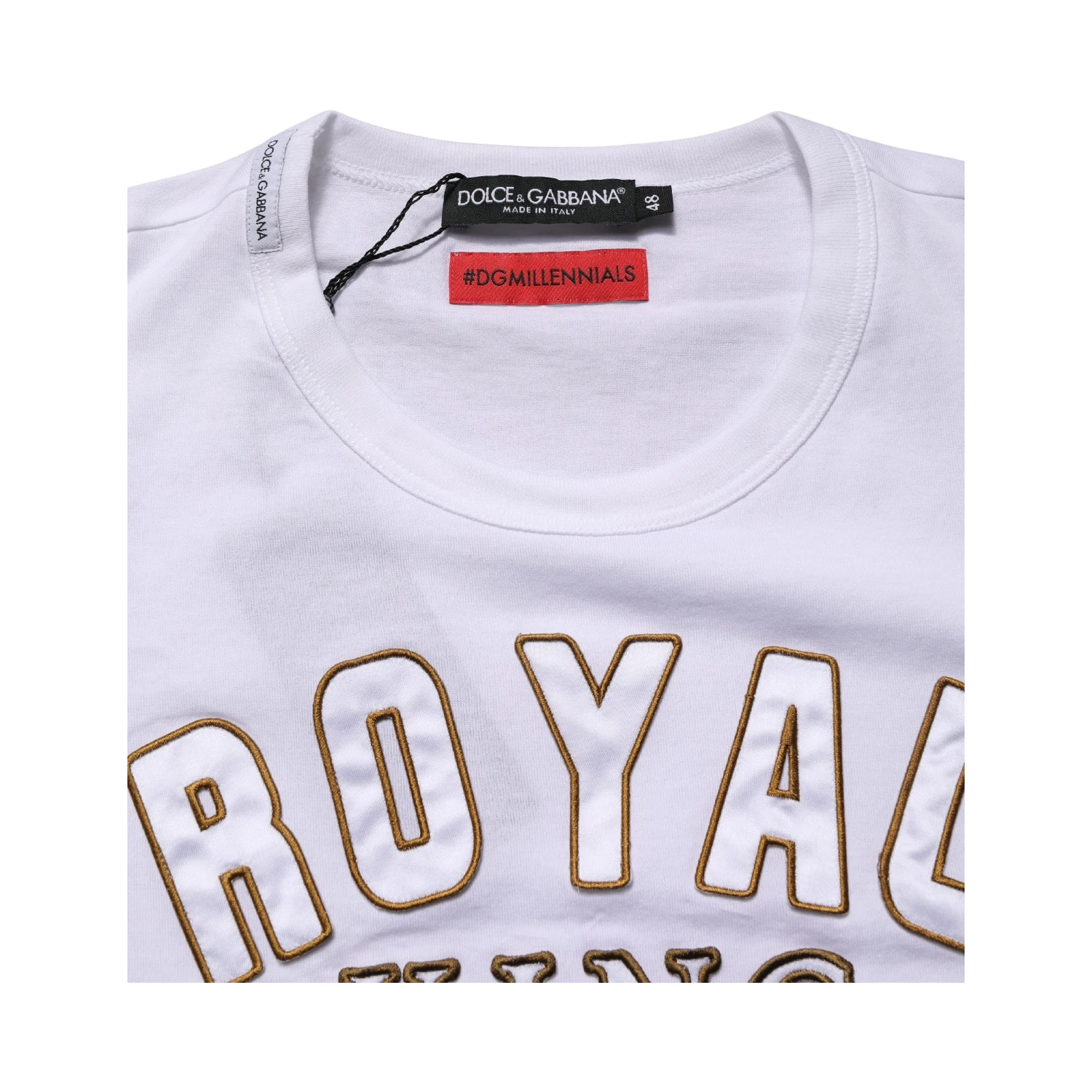 White DG King Royal Crew Neck Cotton  T-shirt