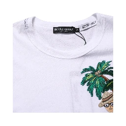 White Palm Embroidered Men Crew Neck T-shirt