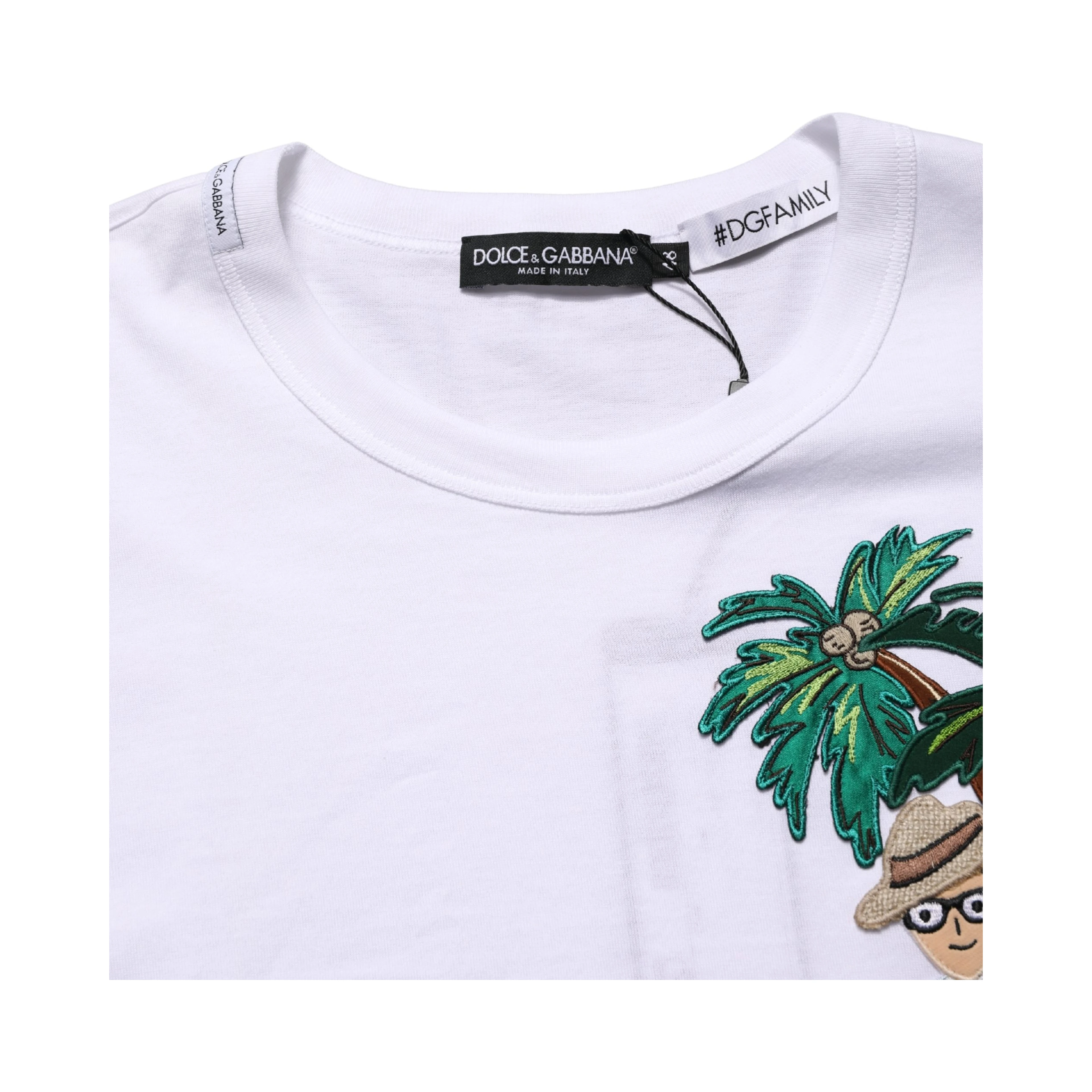 White Palm Embroidered Men Crew Neck T-shirt