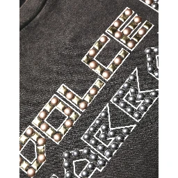 Gray Logo Embellished Men Crew Neck T-shirt