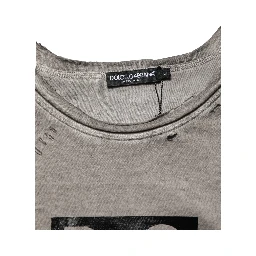 Gray DG Logo Print Cotton Round Neck T-shirt