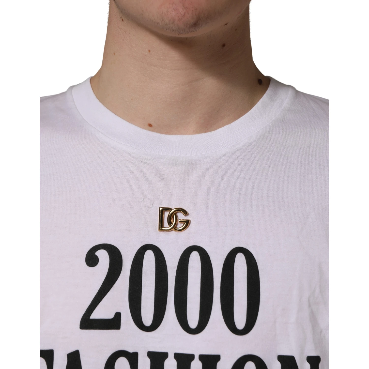 White Graphic Print DG Men Crew Neck T-shirt
