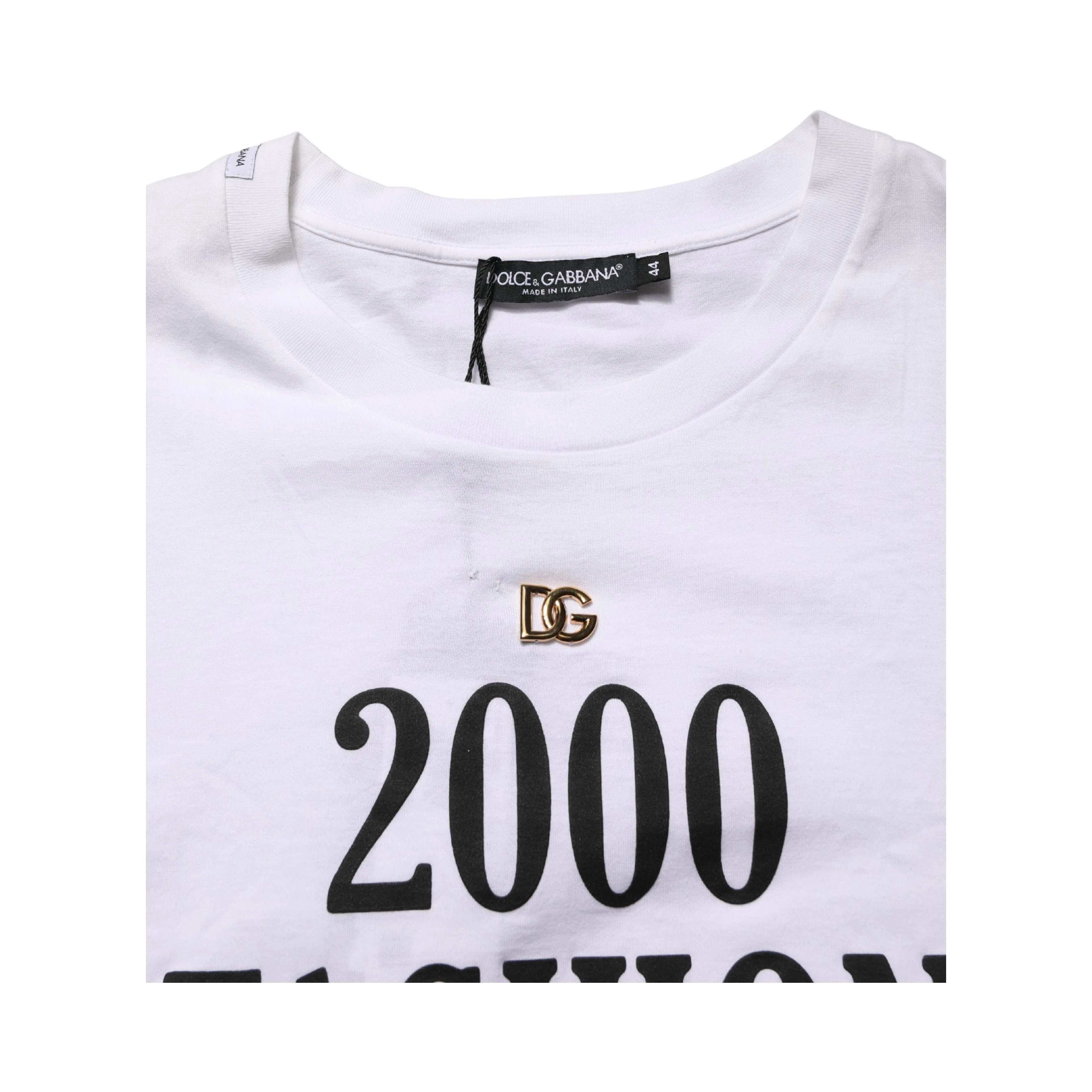 White Graphic Print DG Men Crew Neck T-shirt