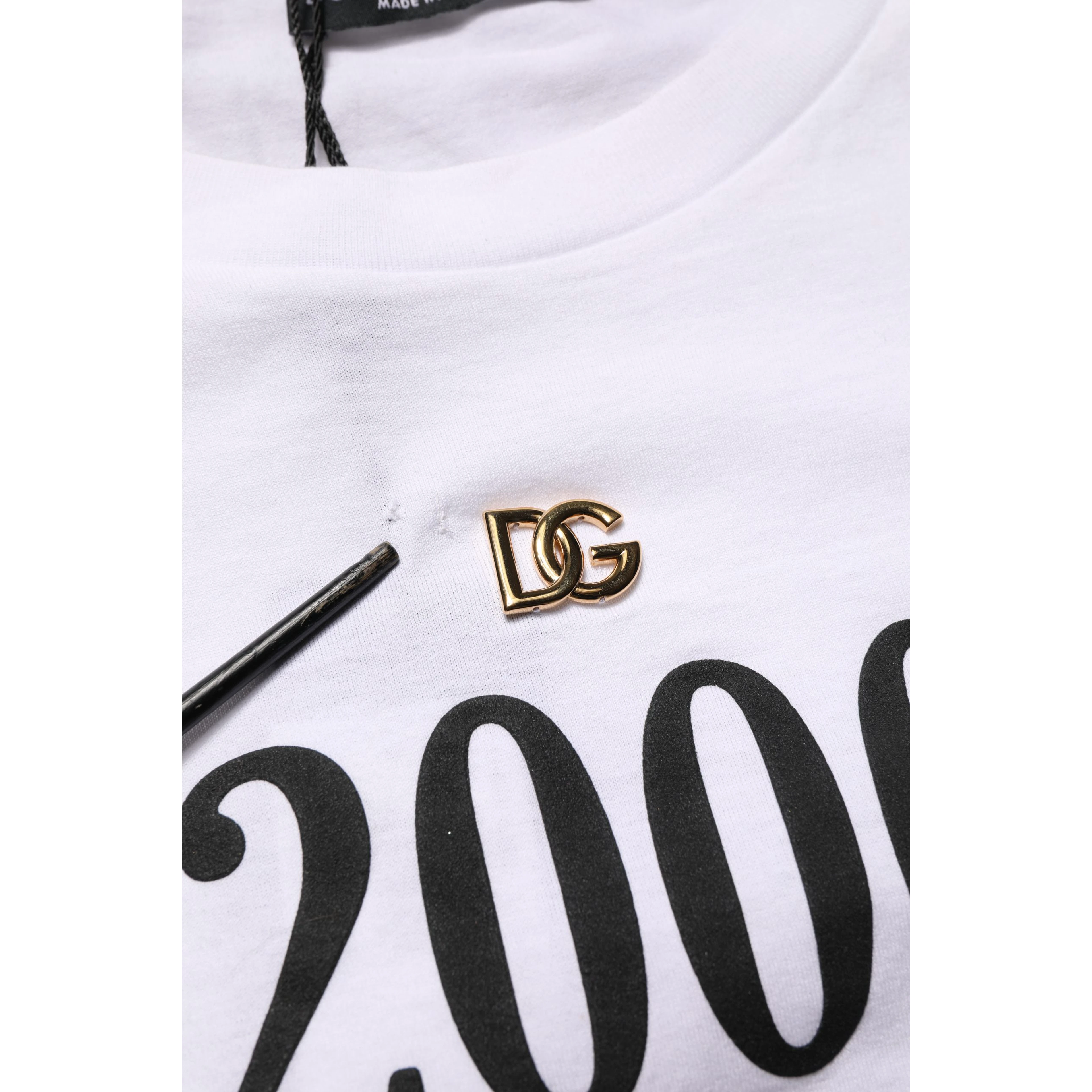 White Graphic Print DG Men Crew Neck T-shirt
