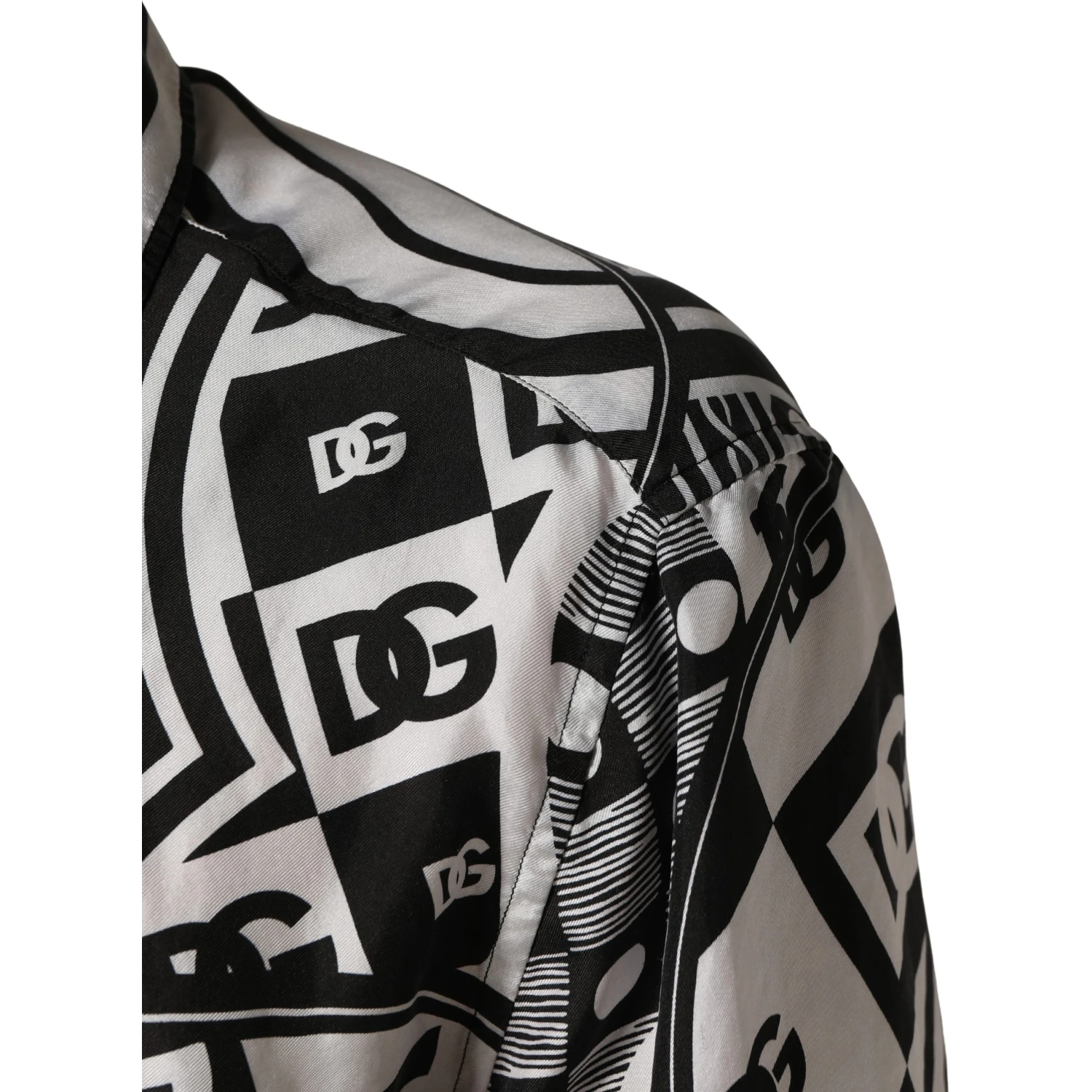 Black White Bandana Print Collared Shirt