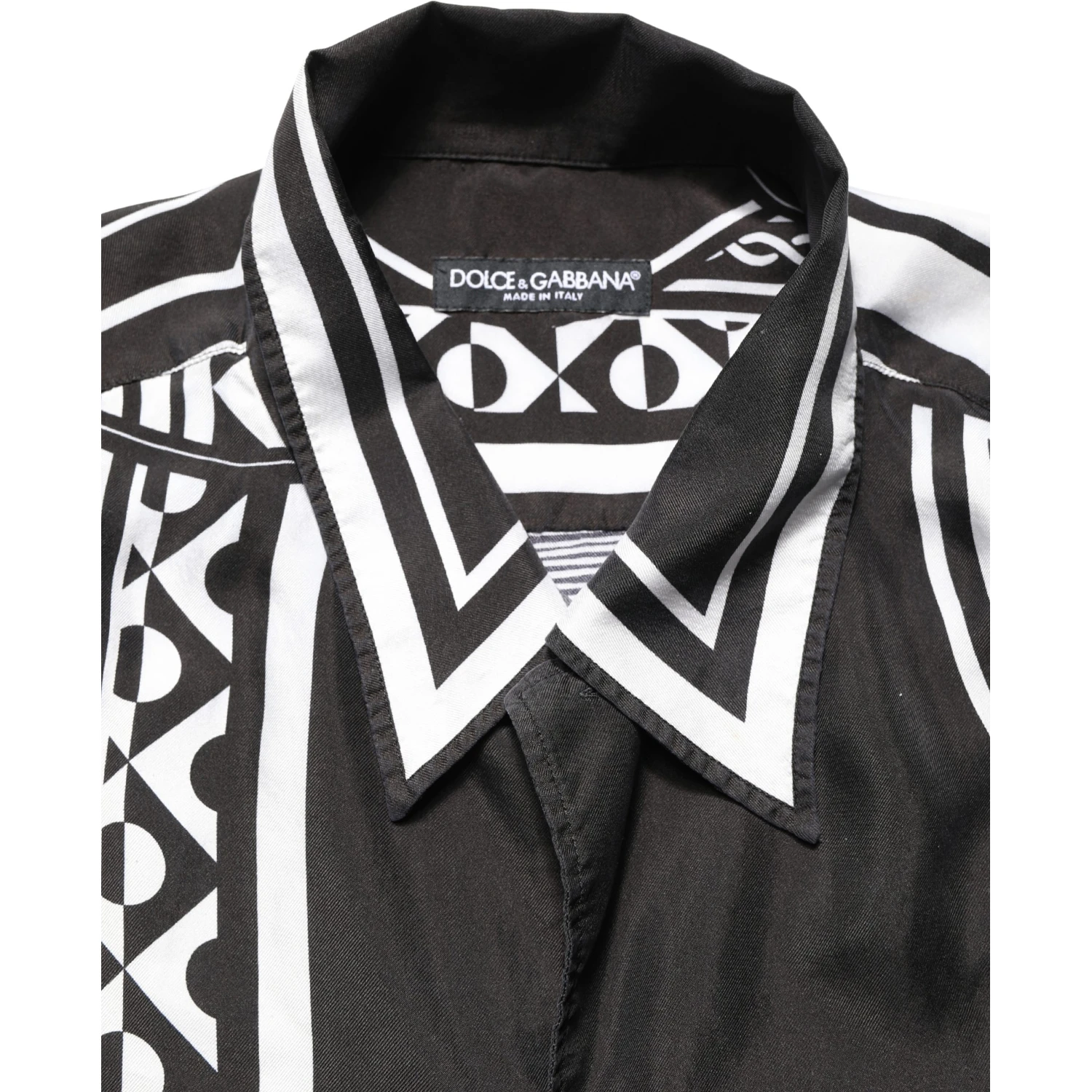 Black White Bandana Print Collared Shirt